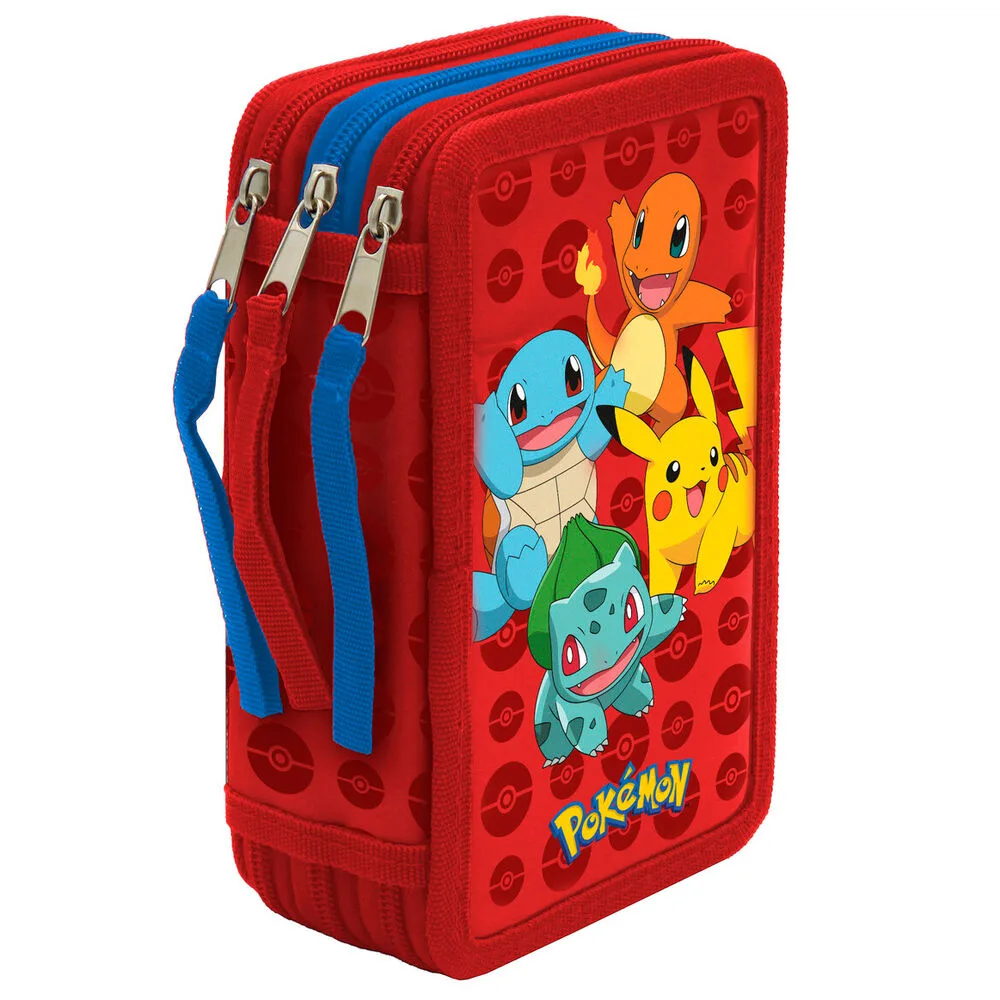 Estojo triplo Pokémon com 39 peças: 16 lápis de cor