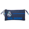 Estojo triplo Real Madrid em poliéster com perfil fino de 23 x 13 x 3 cm