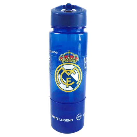 Garrafa Real Madrid de 450 ml com compartimento de 150 ml na base para snacks