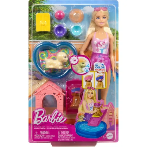 Refresca o verão com a Boneca Festa de Cachorros na Piscina Barbie da Mattel: piscina para encher de água