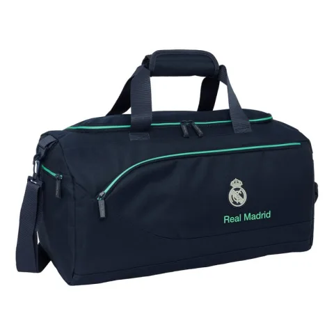 Precisas de mais espaço? Este saco de desporto Real Madrid de 50 cm do segundo equipamento 25/26 tem bolsos laterais e alça amovível. Descobre-o!