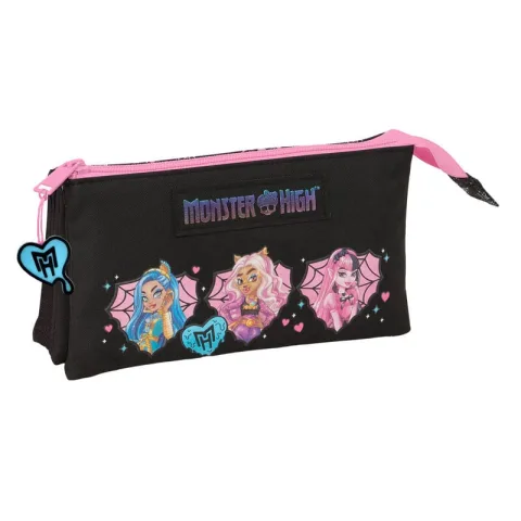 Organiza o material escolar com o Estojo Triplo Monster High da Safta. Três compartimentos com fecho e bolso interior