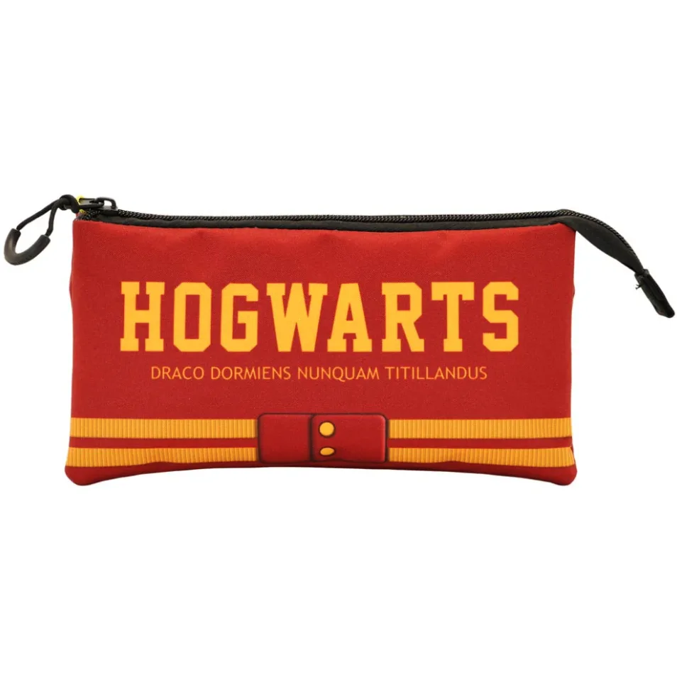 com três compartimentos para organizar o material escolar. Prático e pensado para fãs de Hogwarts!