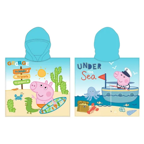 Seca-te com estilo com o Poncho de Toalha George Peppa Pig em microfibra
