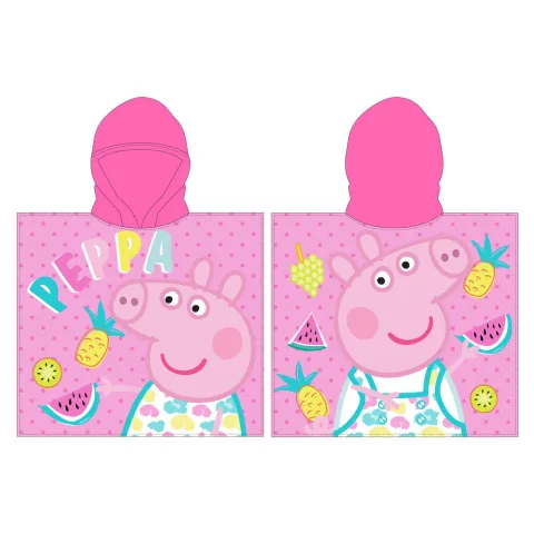 Poncho de Toalha Peppa Pig em microfibra de 55 x 110 cm. Uma peça prática para o banho