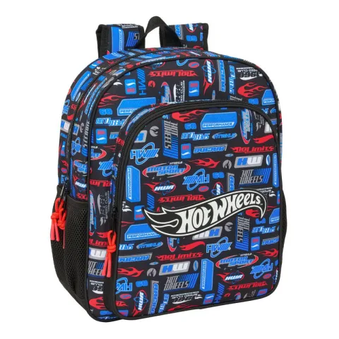 Mochila Hot Wheels de 38 cm da Safta com bolso frontal