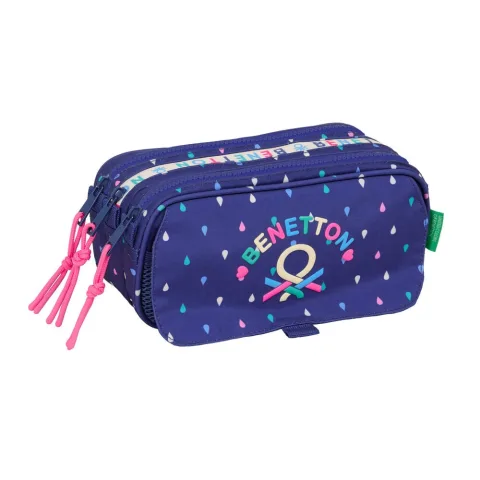 Organiza o material escolar com o Estojo Triplo Drop United Colors of Benetton da Safta. Três compartimentos com fecho e bolso frontal. Descobre já!