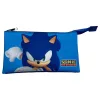 Estojo triplo Sonic the Hedgehog com três compartimentos de fecho de correr e cerca de 22 cm. Ideal para organizar o material escolar. Descobre já!