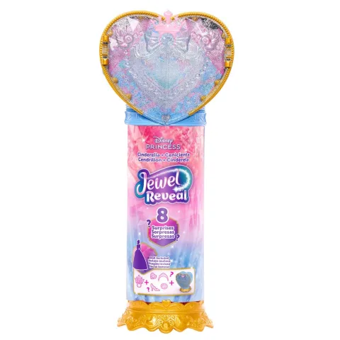 Abre o coração azul da Boneca Jewel Reveal Cinderela Disney da Mattel e descobre joias