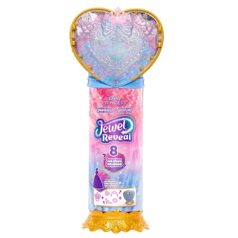 Abre o coração azul da Boneca Jewel Reveal Cinderela Disney da Mattel e descobre joias