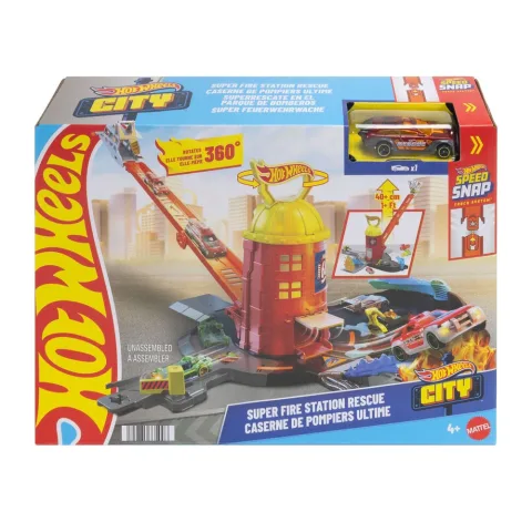 Responde a emergências na Estação de Bombeiros Hot Wheels City: escada de 40 cm