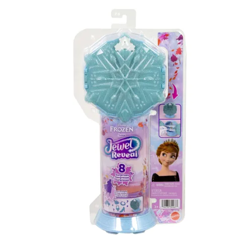 Descobre a Anna no seu visual de rainha com esta boneca Reveal de Frozen da Mattel. Joias e coroa surpresa e um joalheiro com prateleiras. Explora já!