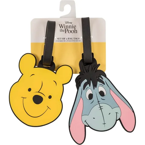 Conjunto de 2 etiquetas de bagagem Winnie the Pooh em silicone