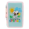 Estojo Triplo Snoopy Peanuts com 39 peças: lápis de cor