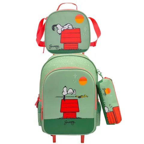 Conjunto escolar Snoopy Peanuts com trolley extraível