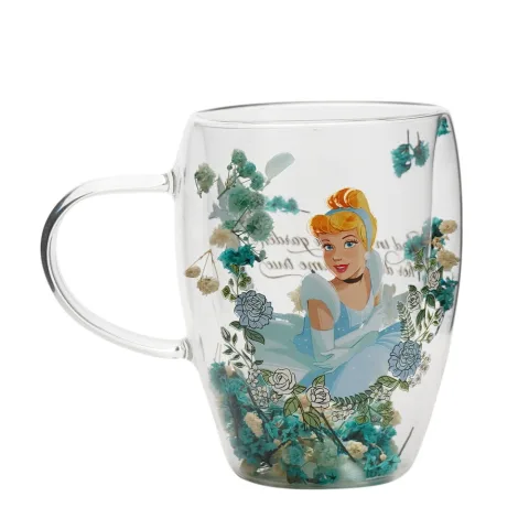 Descobre a Caneca de Cristal com Flores Secas Cinderela Princesas Disney da Widdop & Co. Um presente encantador para fãs e coleções Disney. Compra já!