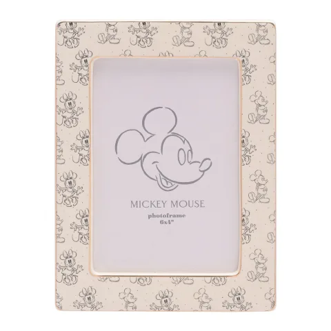 Moldura de Fotografias Mickey e Minnie Disney em cerâmica com detalhes dourados. Uma peça decorativa da Widdop & Co para fãs da Disney. Descobre-a na loja.