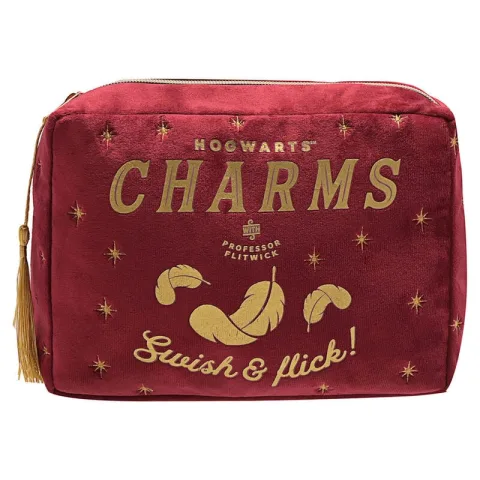 Encontra a nécessaire Charms Harry Potter em veludo vermelho