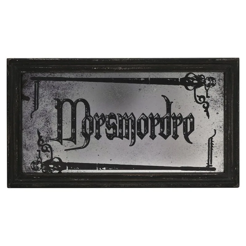 Placa espelho Marca Negra Dark Arts Harry Potter em madeira brilhante