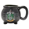 Caneca em forma de caldeirão com o brasão de Slytherin