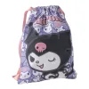 Saco de cordões Kuromi Hello Kitty de 33 cm em 100% poliéster. Leve