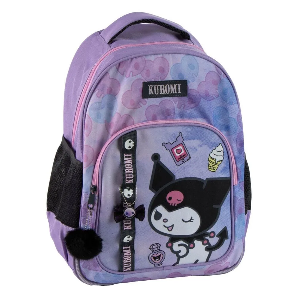 Mochila escolar Kuromi Hello Kitty de 42 cm adaptável a trolley