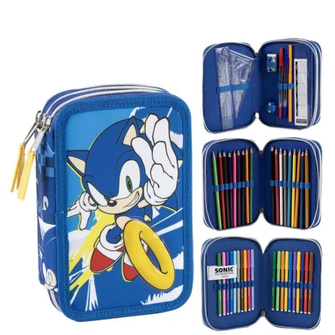 Estojo triplo do Sonic com 12