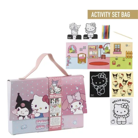 Dá cor à Hello Kitty e aos amigos com este conjunto para colorir da Cerdá em formato de bolsa