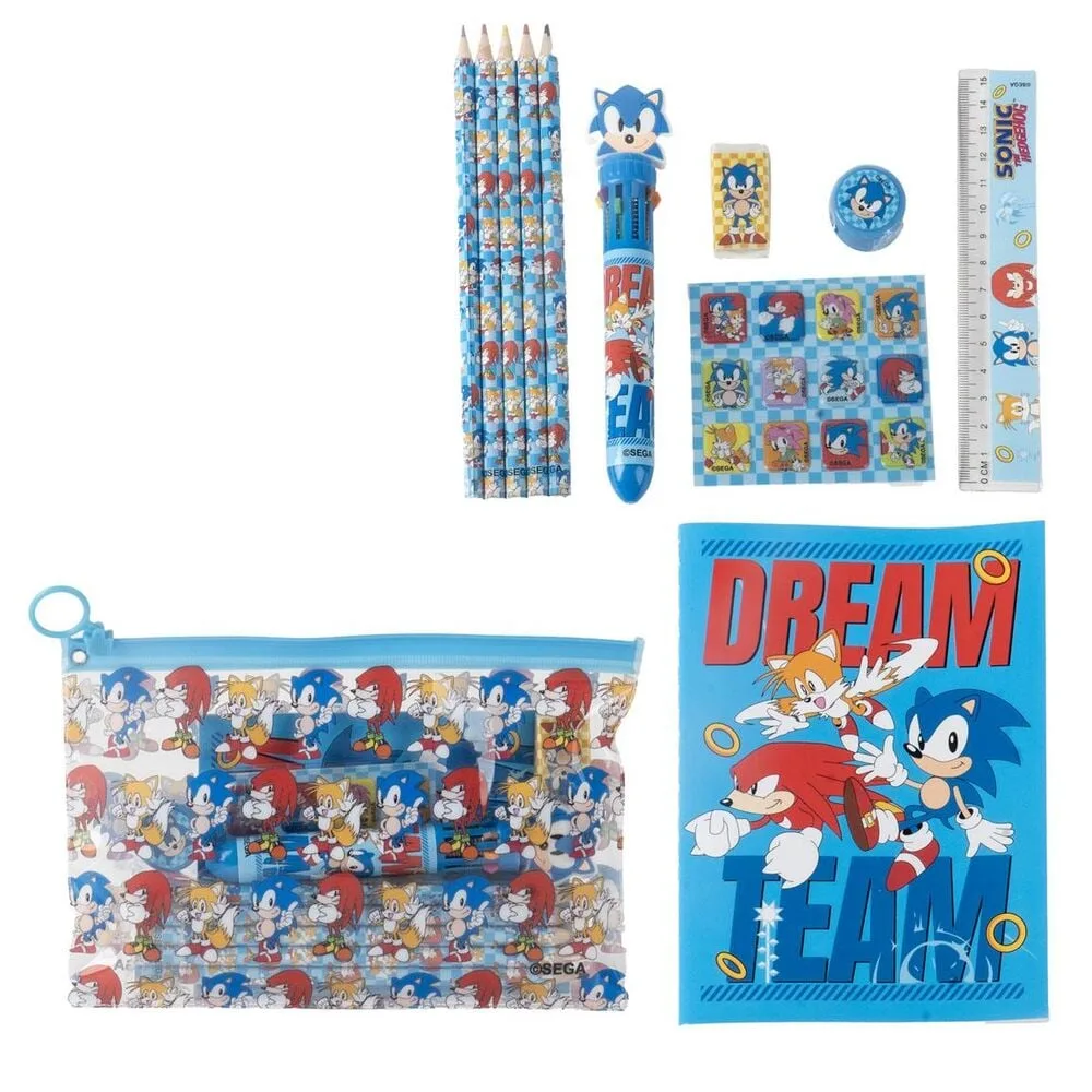 Conjunto de papelaria do Sonic com 22 x 14 cm