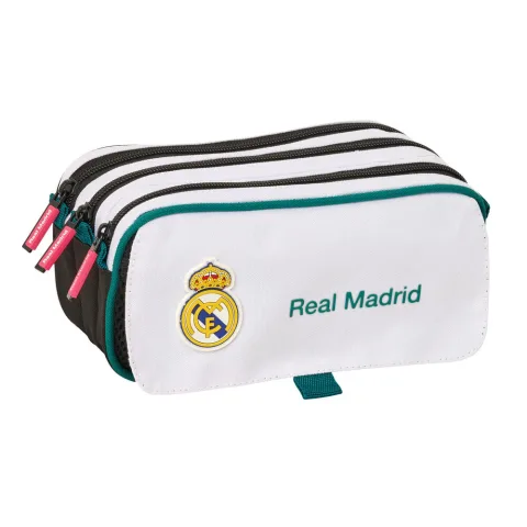 Estojo Triplo Real Madrid 26/27 com três compartimentos com fecho