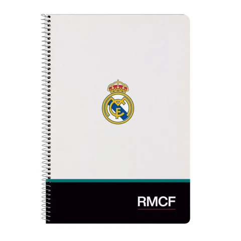 Caderno A4 Real Madrid 26/27 com 80 folhas quadriculadas de 4 x 4 mm