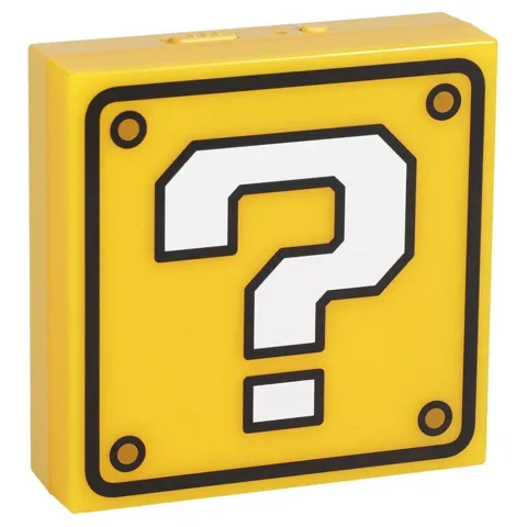 Candeeiro Bloco ? de Super Mario com 19 cm e luz amarela