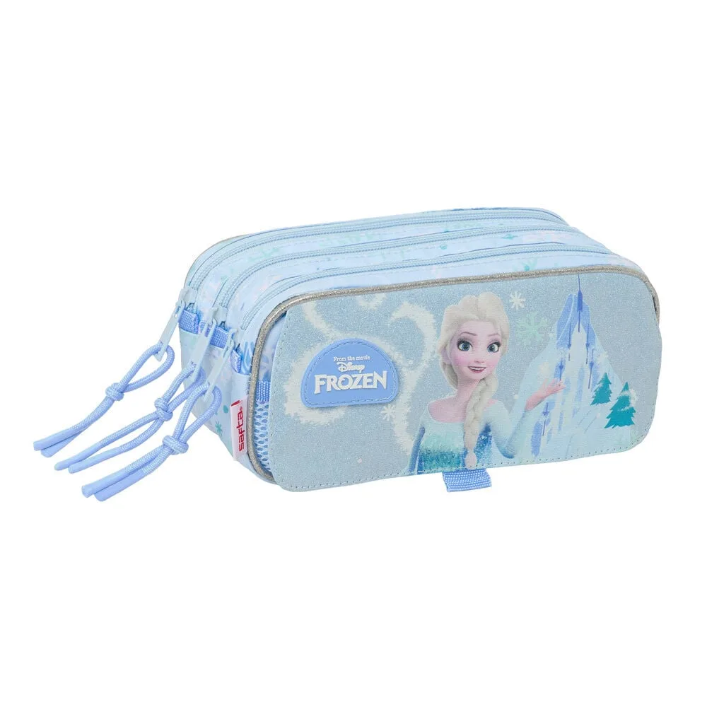 Estojo Triplo Adaptável Frozen Disney da Safta com três compartimentos