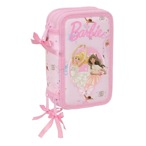 O Estojo Triplo Ballet Barbie da Safta vem com 37 peças: lápis
