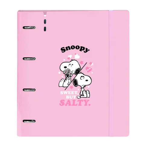 Dossiê A4 de argolas do Snoopy da Safta com recarga de 100 folhas