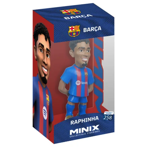 Futebol em ponto pequeno: figura Minix de Raphinha do FC Barcelona com 12 cm