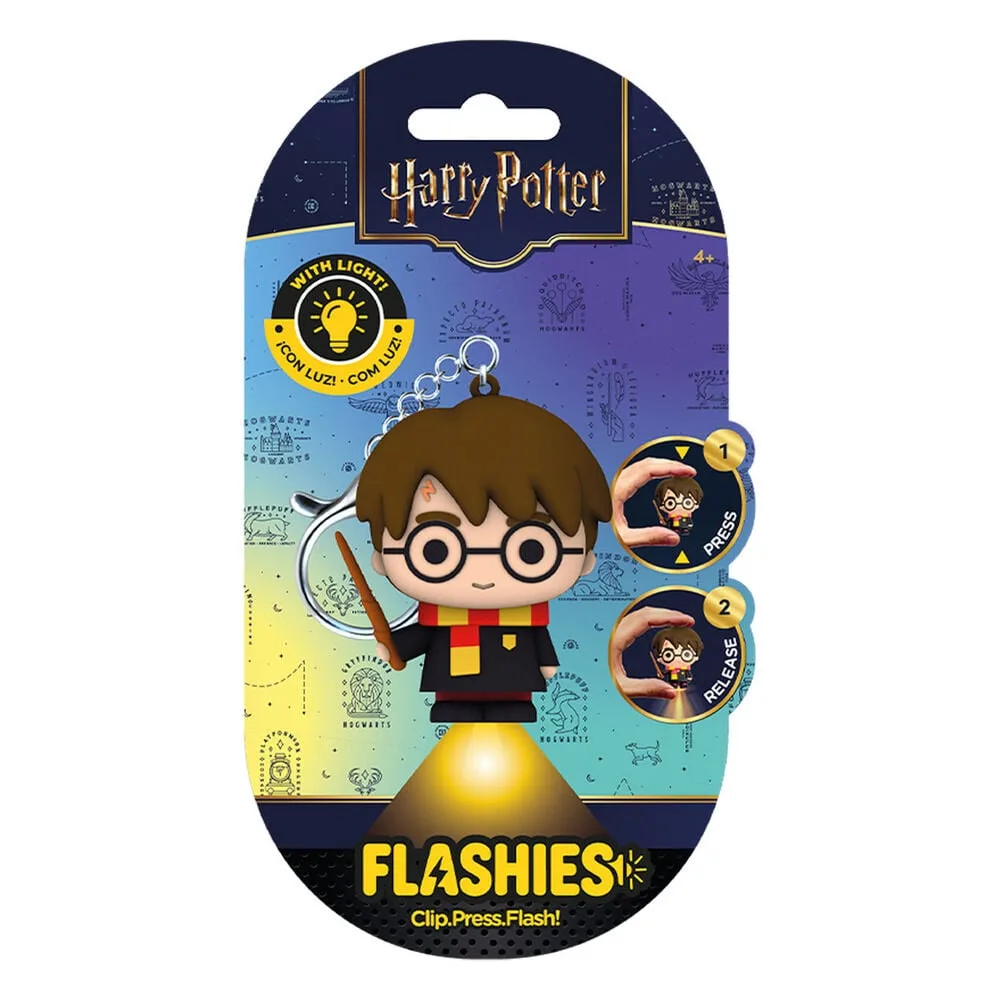 Porta-chaves 3D Harry Potter Flashies com luz que acende ao carregar na cabeça da figura. Leva o Harry nas chaves ou na mochila. Encontra o teu já!
