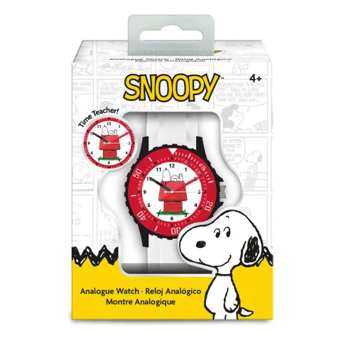Relógio analógico Snoopy Peanuts com bracelete de silicone