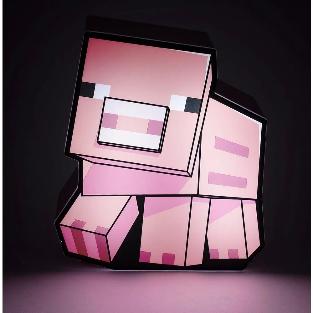 Candeeiro em forma de caixa com o porco de Minecraft. Uma decoração com personalidade para o quarto ou a secretária de qualquer fã do jogo. Encontra o teu aqui.