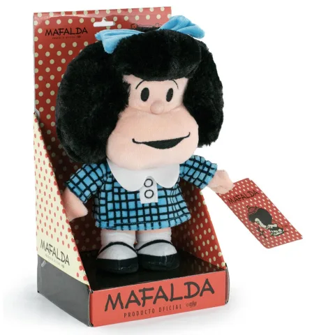 Peluche Mafalda com vestido azul e 28 cm