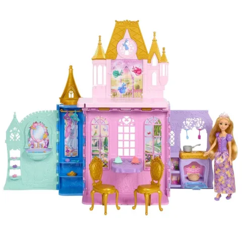 Castelo Close & Carry das Princesas Disney com boneca Rapunzel