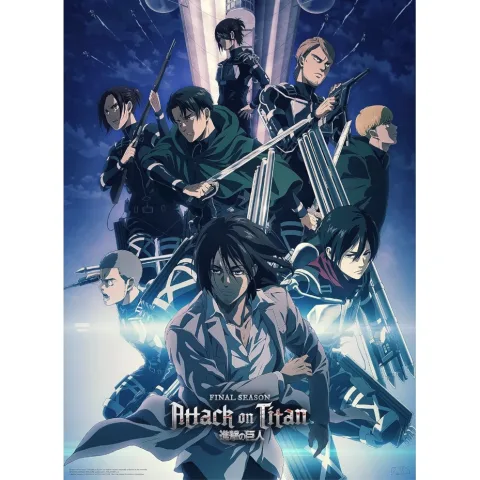 Conjunto de 2 pósteres de Ataque dos Titãs (Attack on Titan) para decorar o quarto ou o escritório. Descobre esta decoração para fãs do anime e do manga.