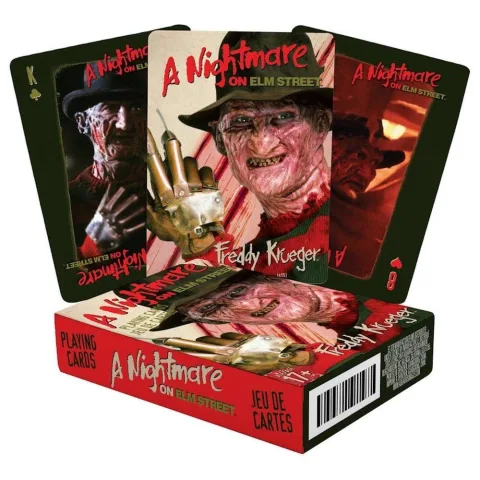 Joga ao estilo Elm Street com o Baralho de Cartas Poker A Hora do Pesadelo da Aquarius. Ideal para fãs de terror a partir dos 17 anos. Descobre já!